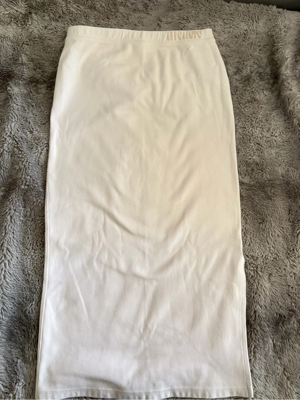 All Saints Ivory Ribbed Knit Midi Skirt
